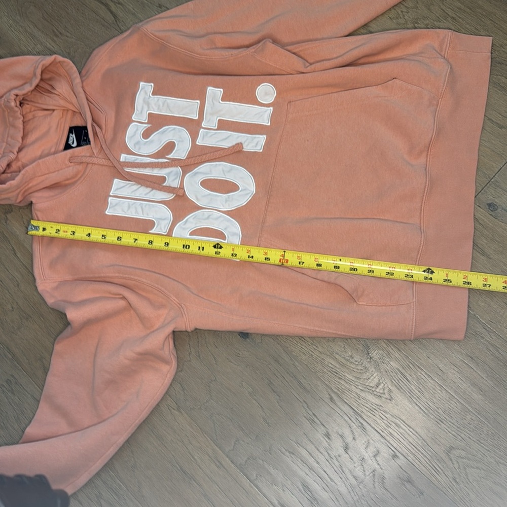 Nike Pink Quartz/ White Hoodie with 'Just Do It' Slogan Size Medium - Picture 8 of 10